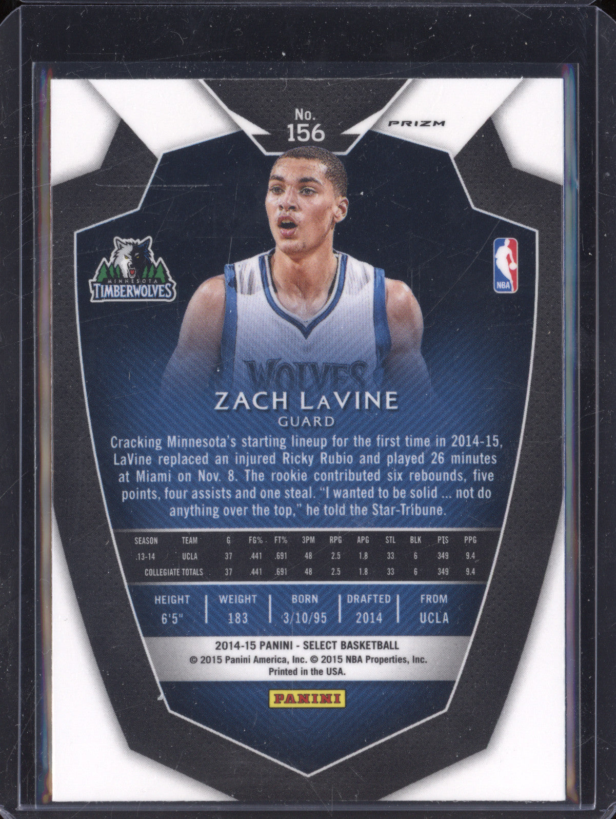 Zach LaVine 2014-15 Panini Select 156 Blue Silver RC