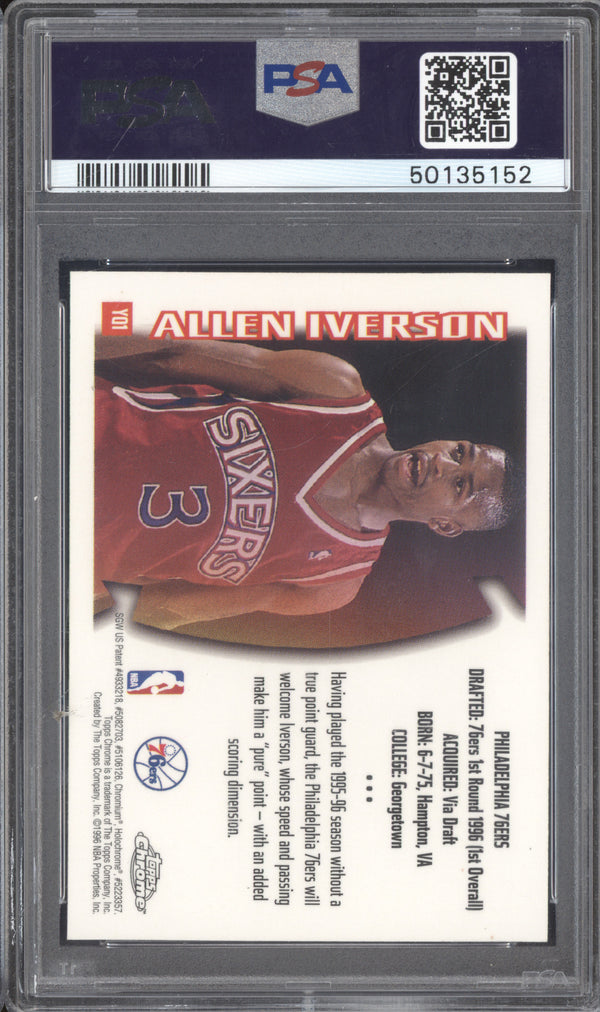 Allen Iverson 1996-97 Topps Chrome YQ1 Youthquake RC PSA 8