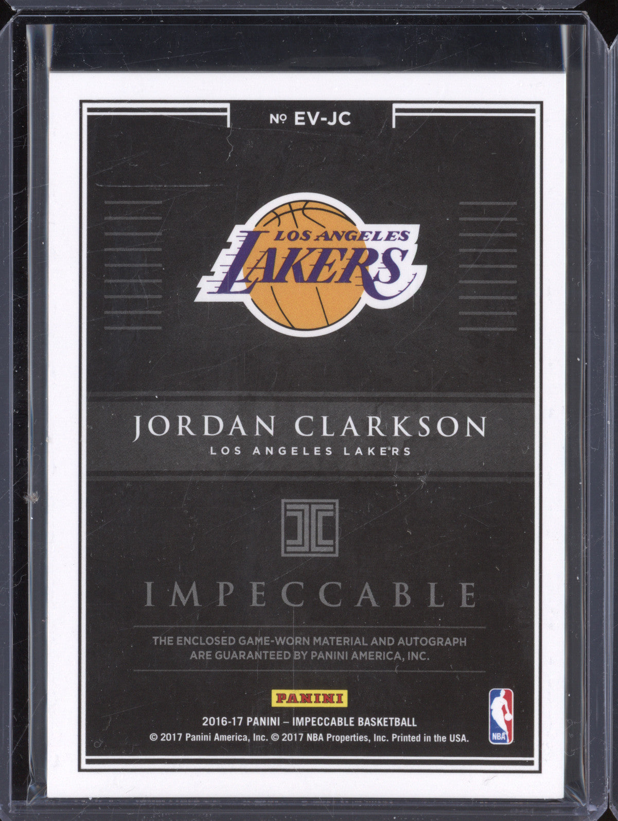 Jordan Clarkson 2016-17 Panini Impeccable EV-JC Jersey Auto Holo Silver 23/25