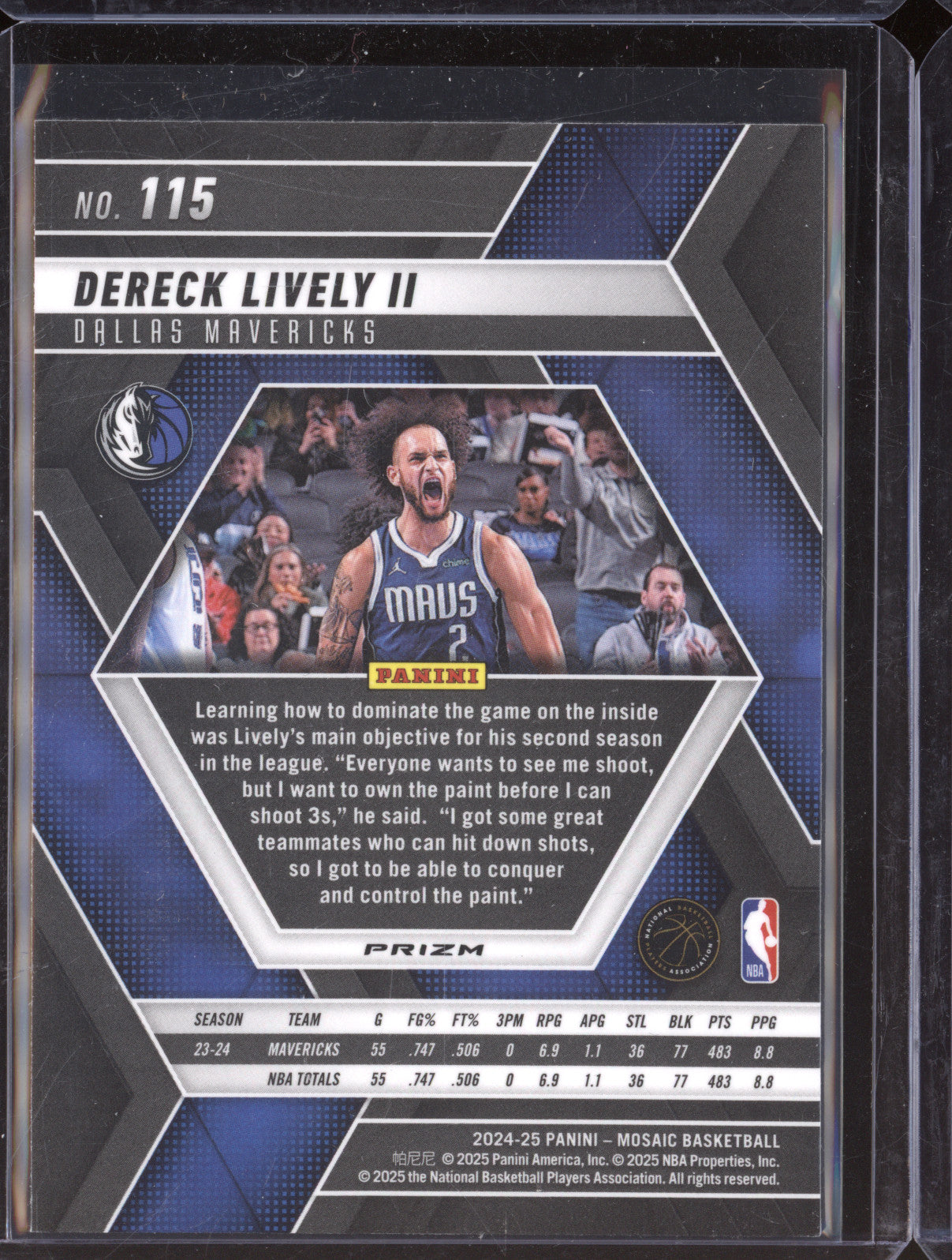 Dereck Lively II 2024-25 Panini Mosaic 115 Honeycomb