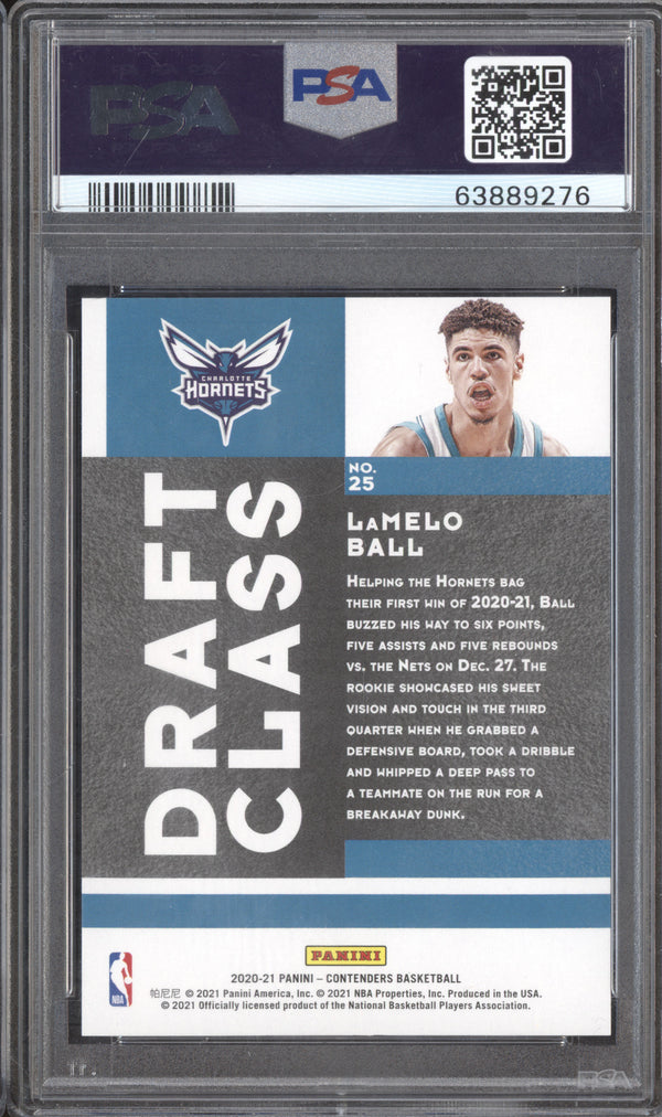 LaMelo Ball 2020-21 Panini Contenders 20 Draft Class Cracked Ice RC 7/25 PSA 10