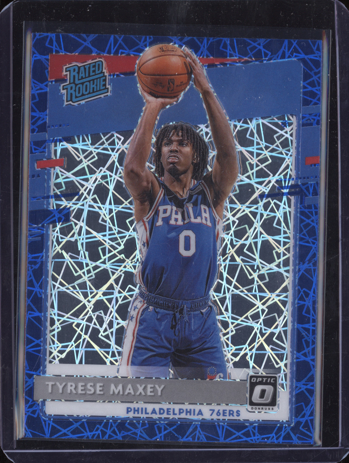 Tyrese Maxey 2020-21 Panini Donruss Optic 171 Blue Laser RC
