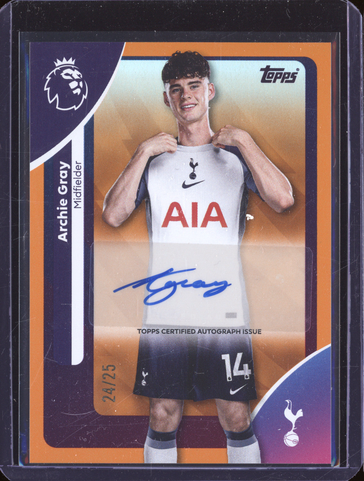 Archie Gray 2025-26 Topps Premier League AC-AGR Auto Orange 24/25