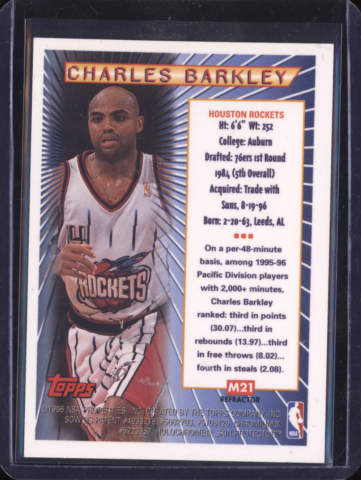 Charles Barkley 1996-97 Topps Mystery Finest M21 Bordered Refractor