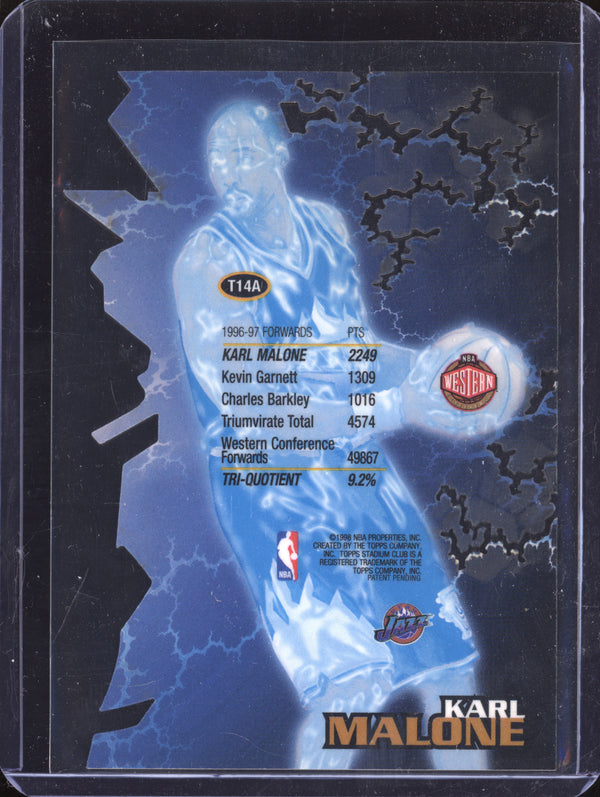 Karl Malone 1997-98 Topps Stadium Club Triumvirate T14A