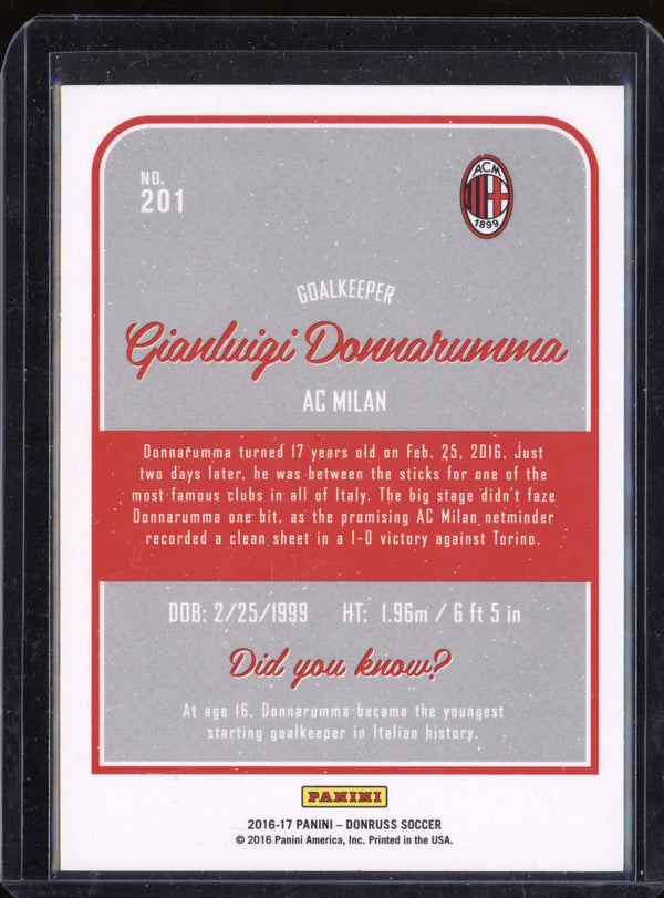 Gianluigi Donnarumma 2016-17 Panini Donruss 201 Donruss Debuts RC