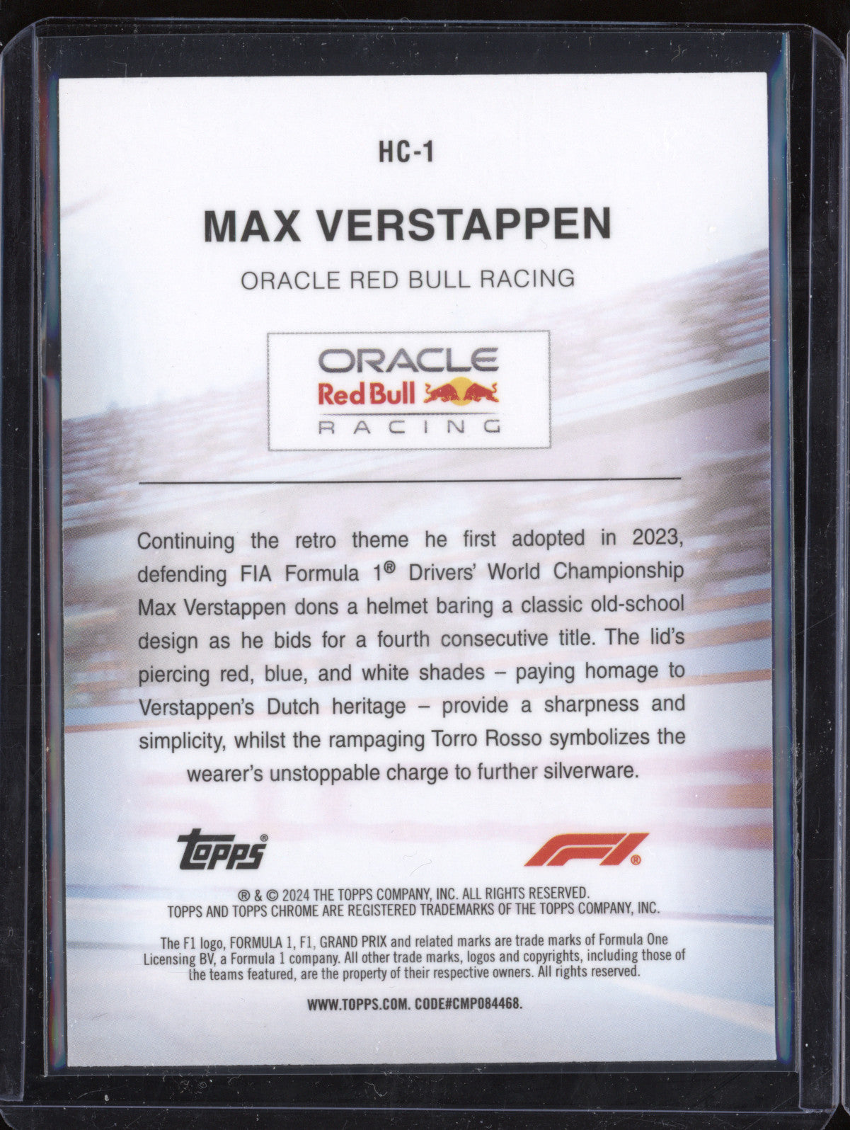 Max Verstappen 2024 Topps Chrome HC-1 Helmet Collection