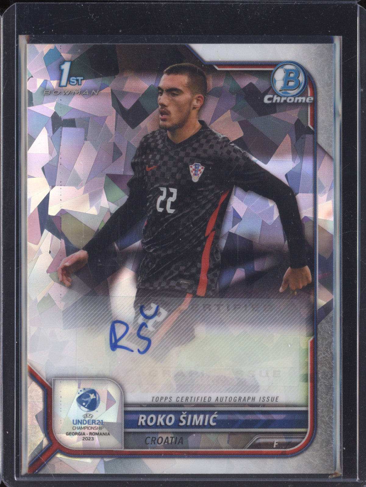 Roko Simic 2022 Bowman Chrome Under 21 Euro CA-RS 1st Cracked Ice Auto RC 98/125
