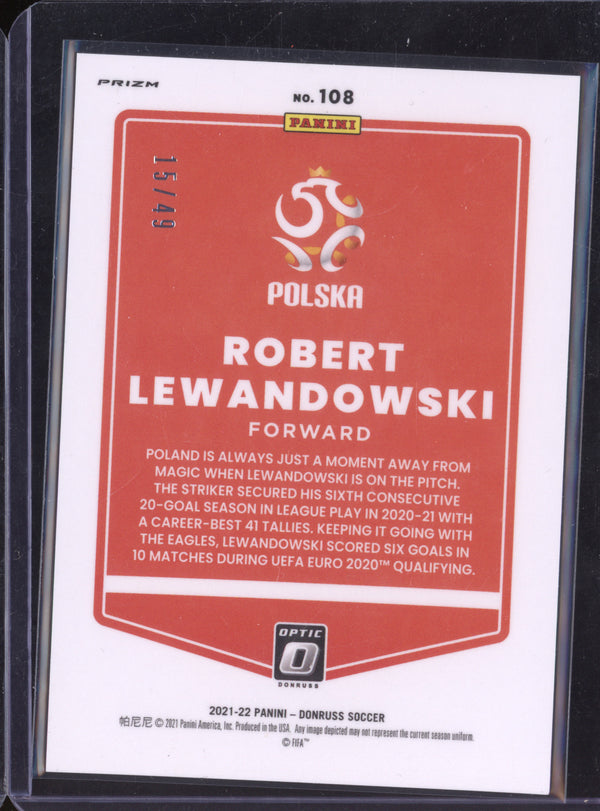 Robert Lewandowski 2021-22 Panini Donruss 108 Optic Orange Velocity 15/49