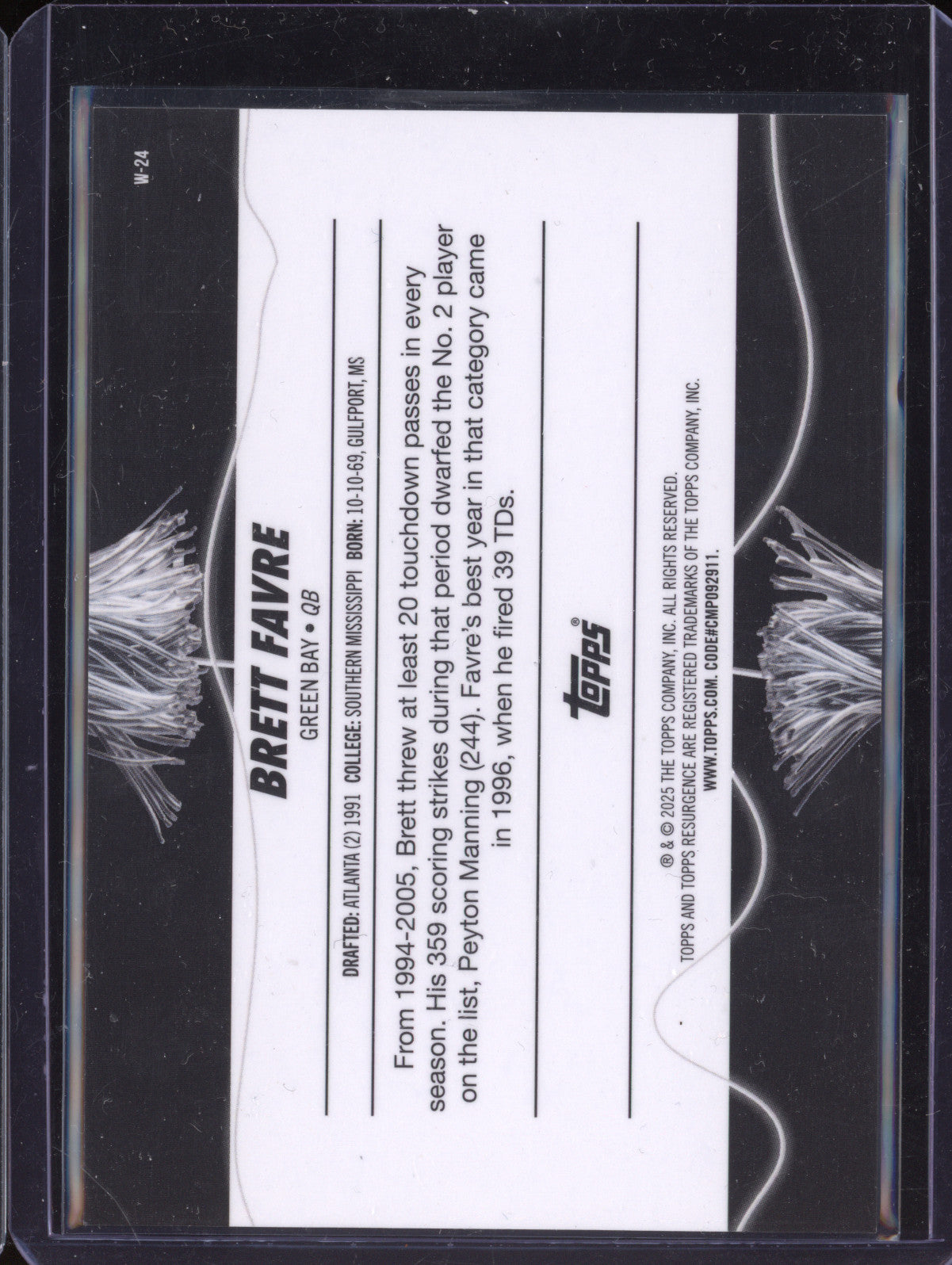 Brett Favre 2024 Topps Resurgence W-24 Wired