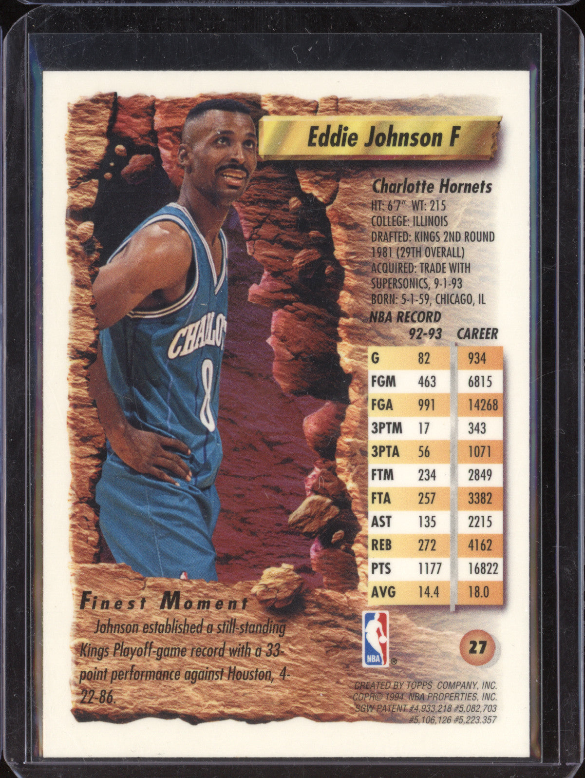 Eddie Johnson 1993-94 Topps Finest 27 Refractor
