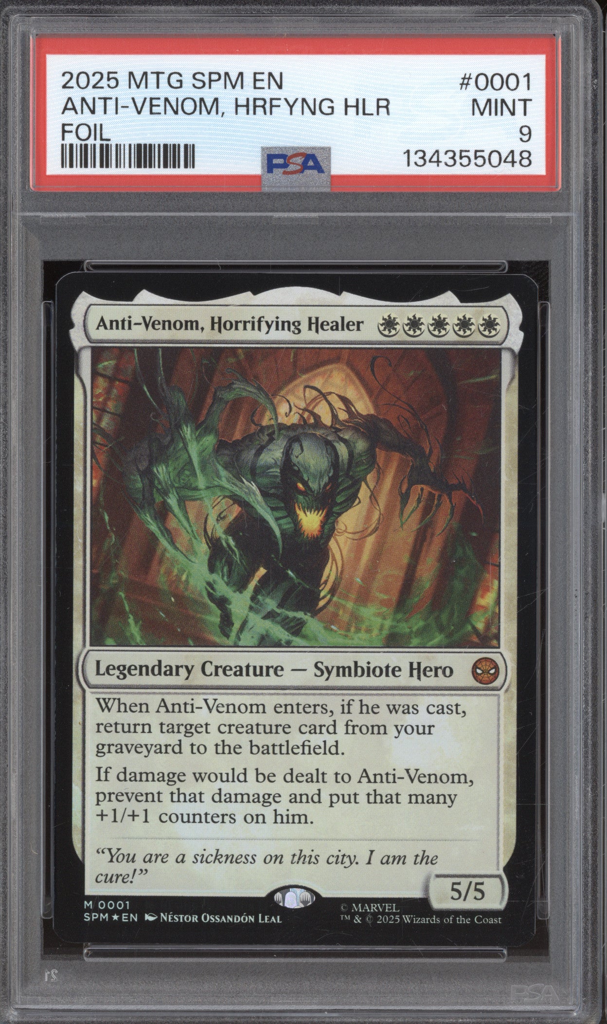 2025 MTG Marvel Spider-Man 0001 Anti-Venom, Horrifying Healer Foil PSA 9