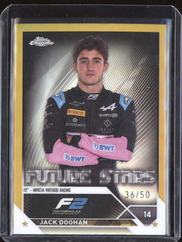 Jack Doohan 2023 Topps Chrome F1 72 Future Stars Gold Refractor 36/50