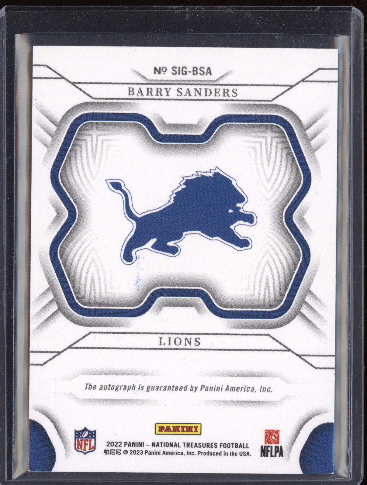 2022 Panini National Treasures Football SIG-BSA Barry Sanders Signatures 88/99