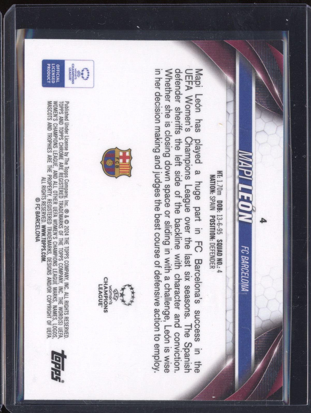 Mapi Leon 2023-24 Topps Chrome Women's 4 Gold Refractor RC 48/50