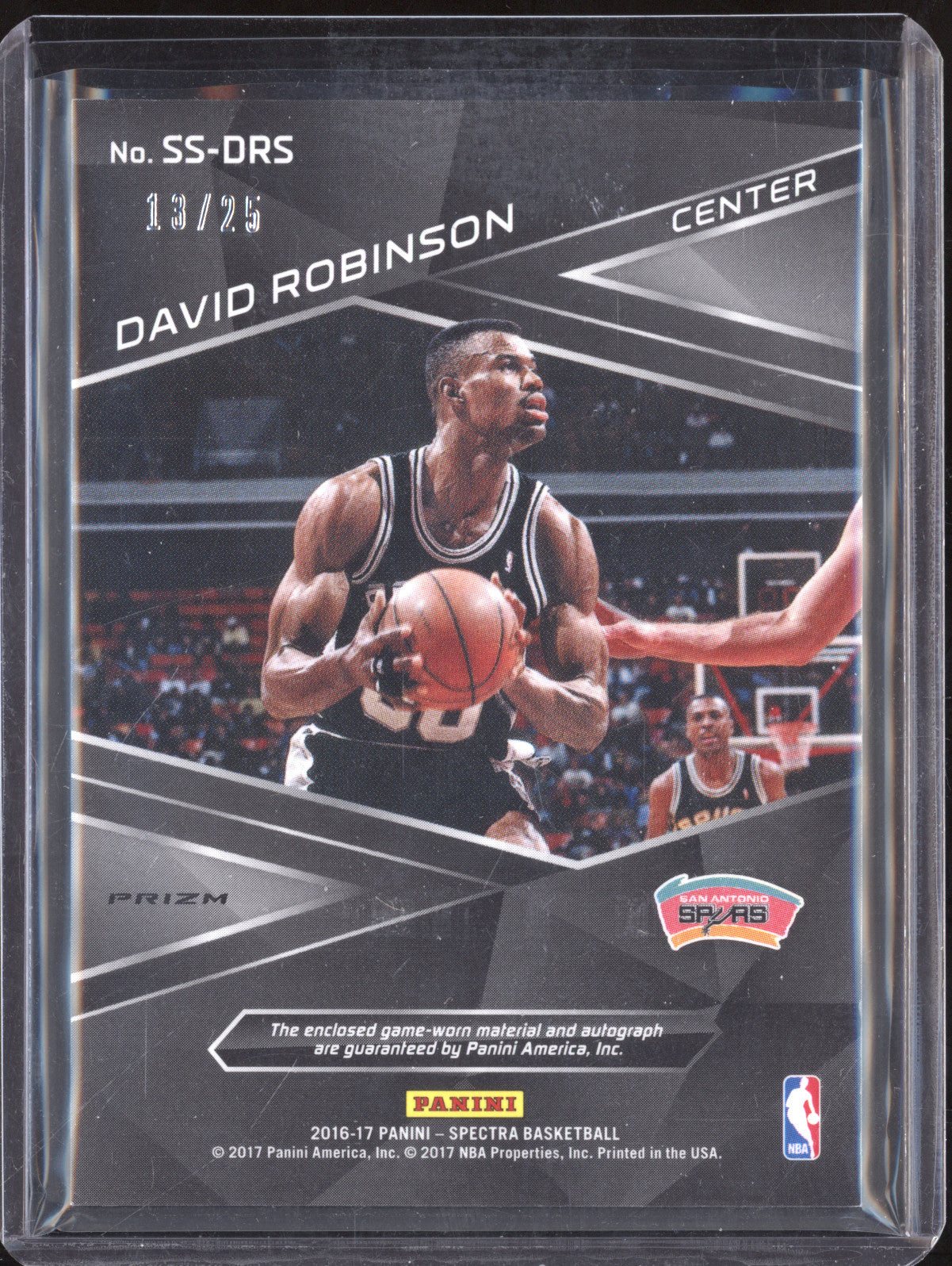 David Robinson  Panini Spectra SS-DRS Spectacular Swatches Auto Neon Green /25