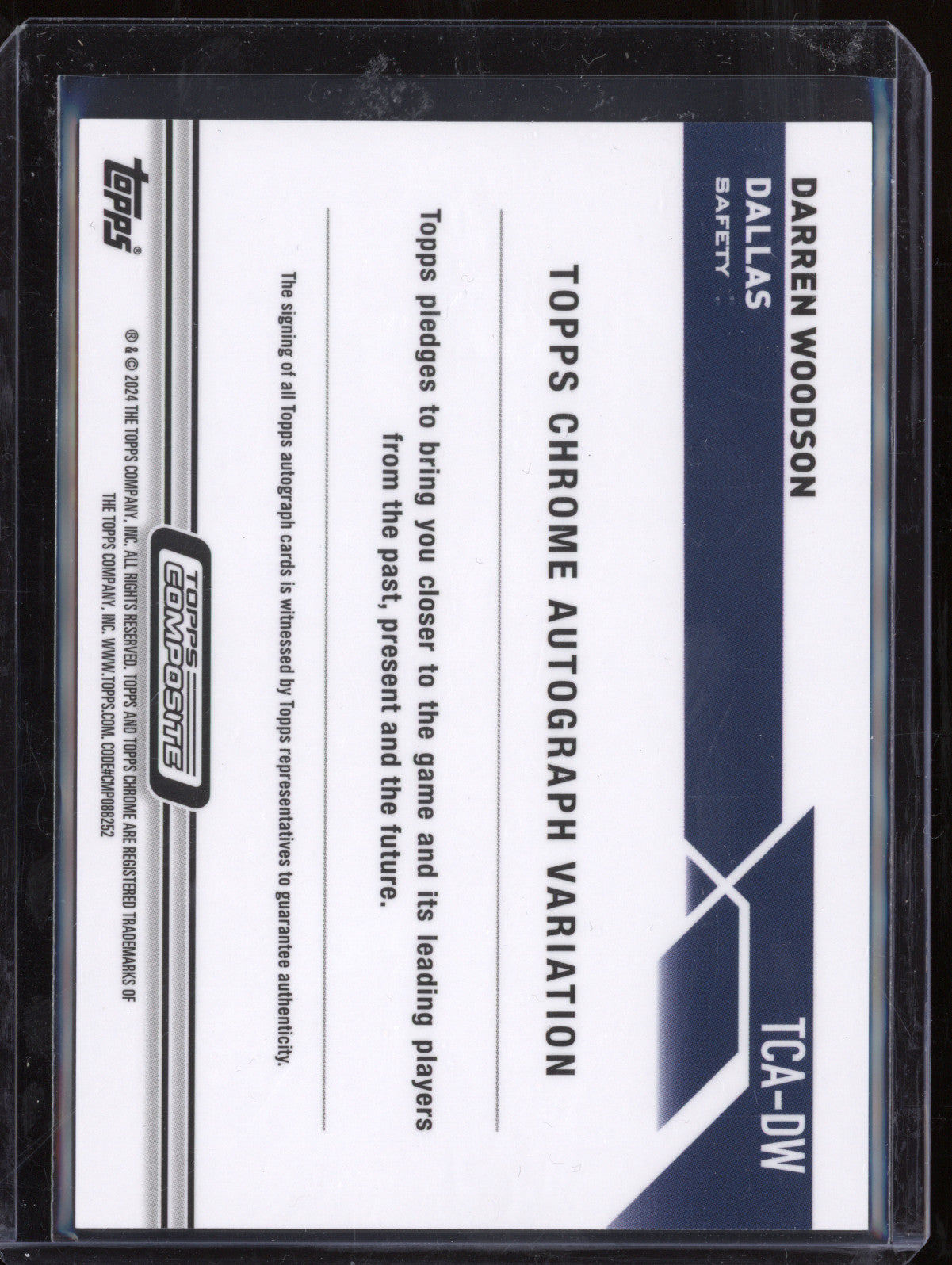 Darren Woodson 2024 Topps Composite TCA-DW Topps Chrome Autograph Blue 19/150
