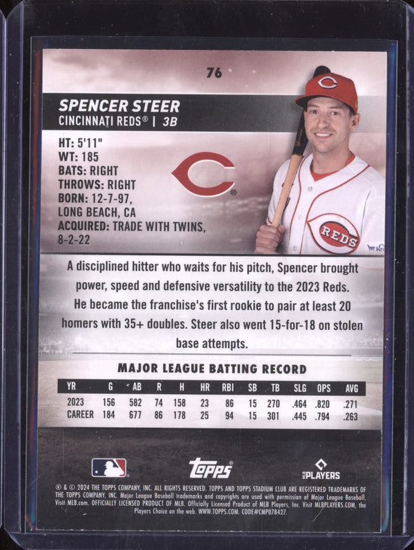 Spencer Steer 2024 Topps Stadium Club 76 Member's Only