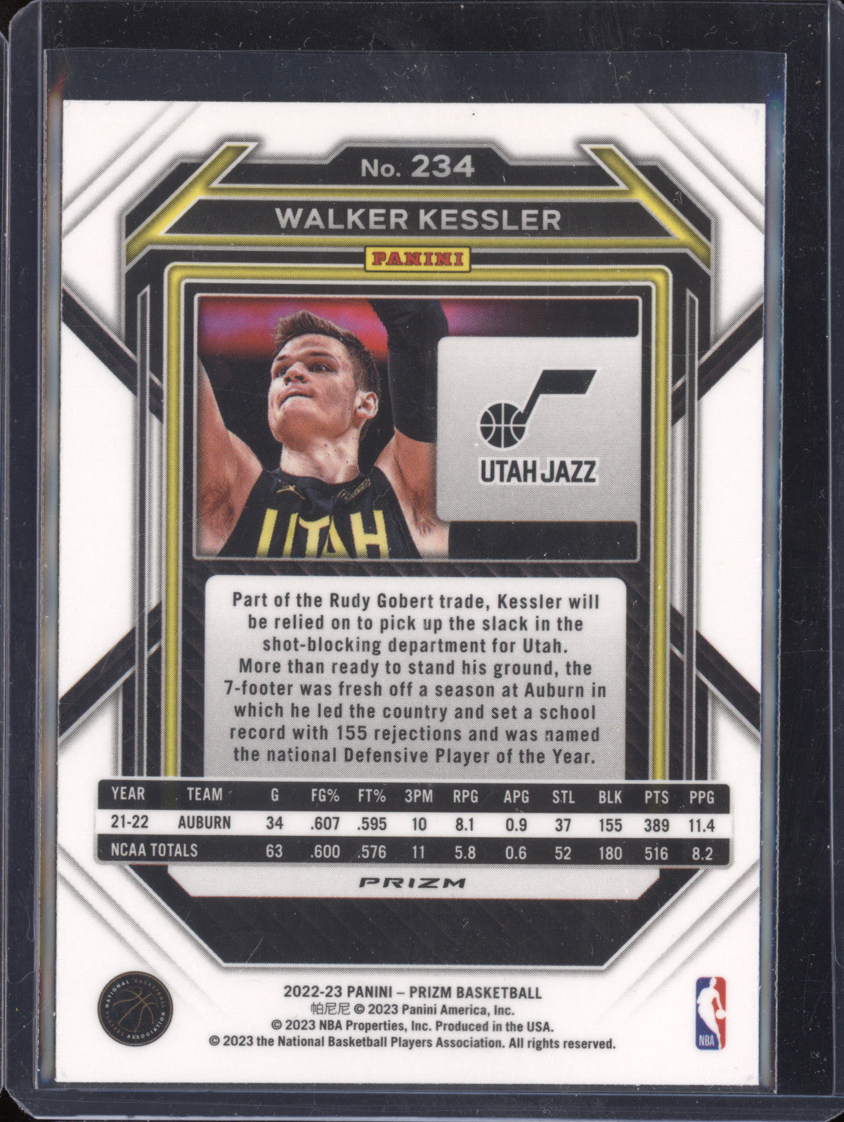 Walker Kessler 2022-23 Panini Prizm 234 Silver RC