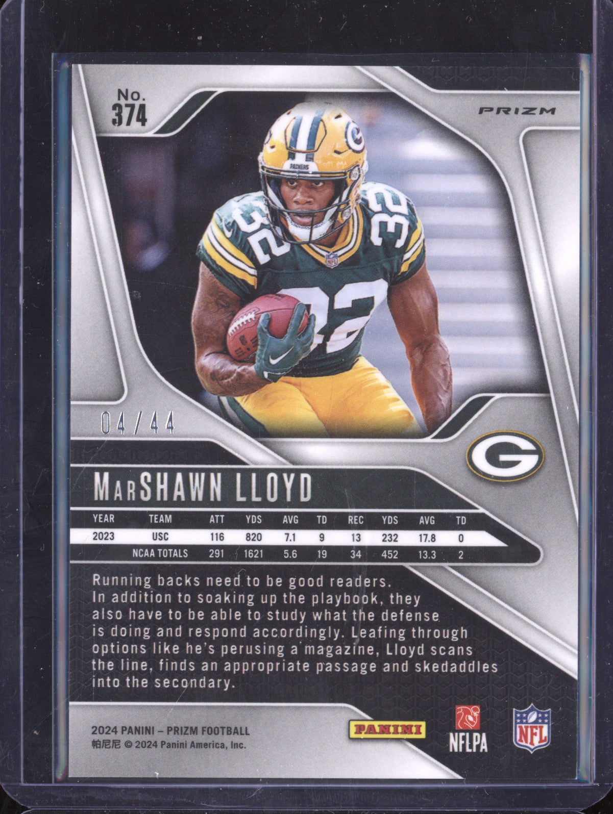 MarShawn Lloyd 2024 Panini Prizm 374 Red and Yellow RC 4/44