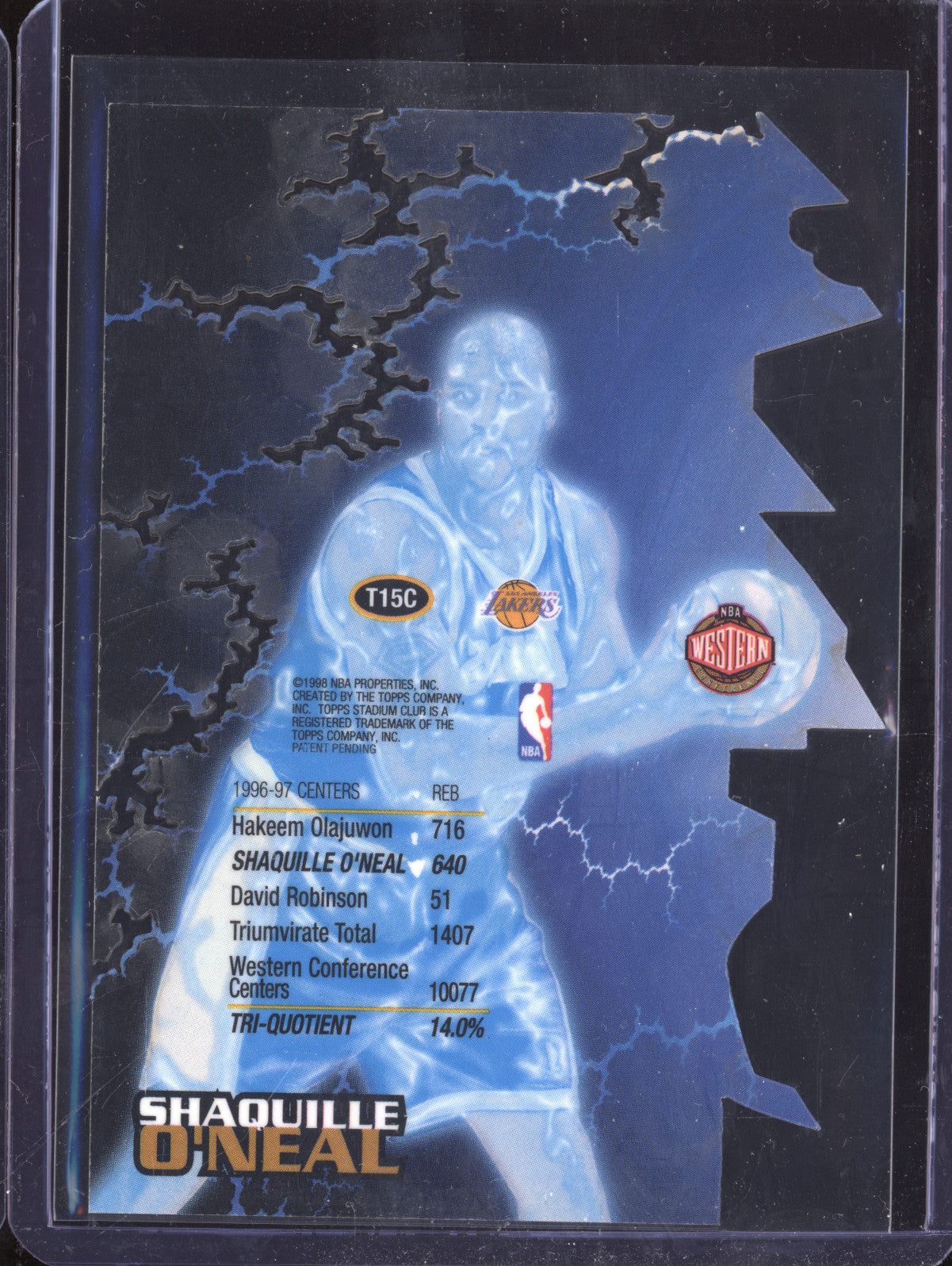 Shaquille O'Neal 1997-98 Topps Stadium Club Triumvirate T15C