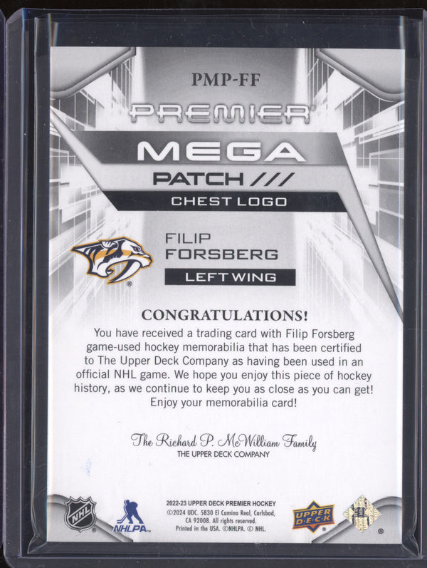 Filip Forsberg 2022-23 Upper Deck Premier PMP-FF Mega Patch Chest Logos 12/22