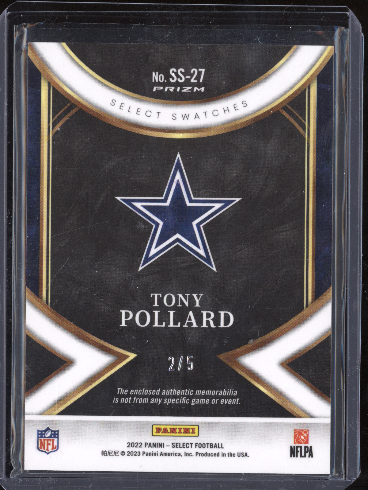 Tony Pollard 2022 Panini Select SS-27 Select Swatches Green 2/5