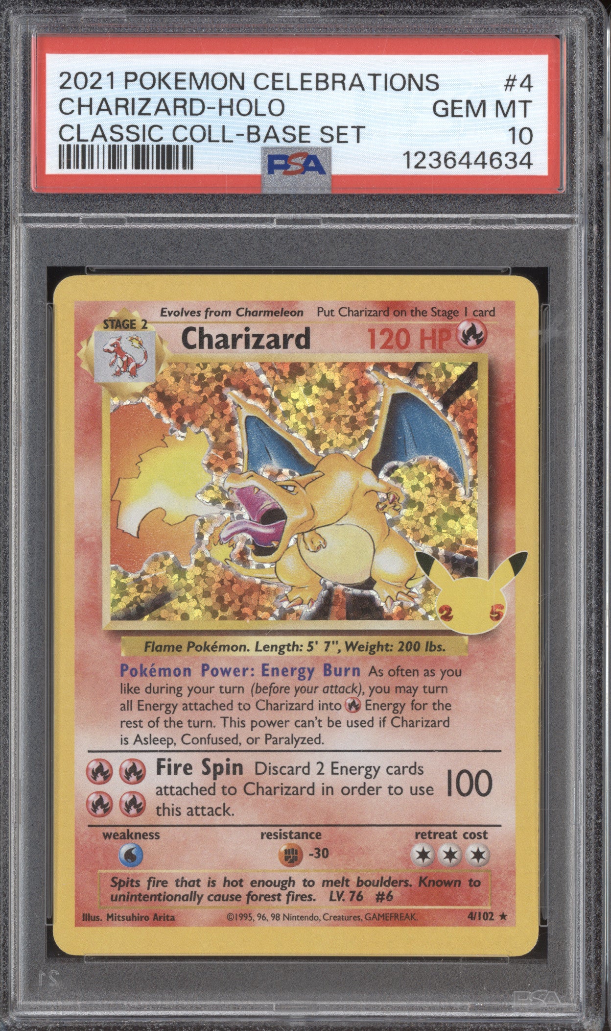 2021 Pokemon Celebrations 4/102 Charizard Holo PSA 10