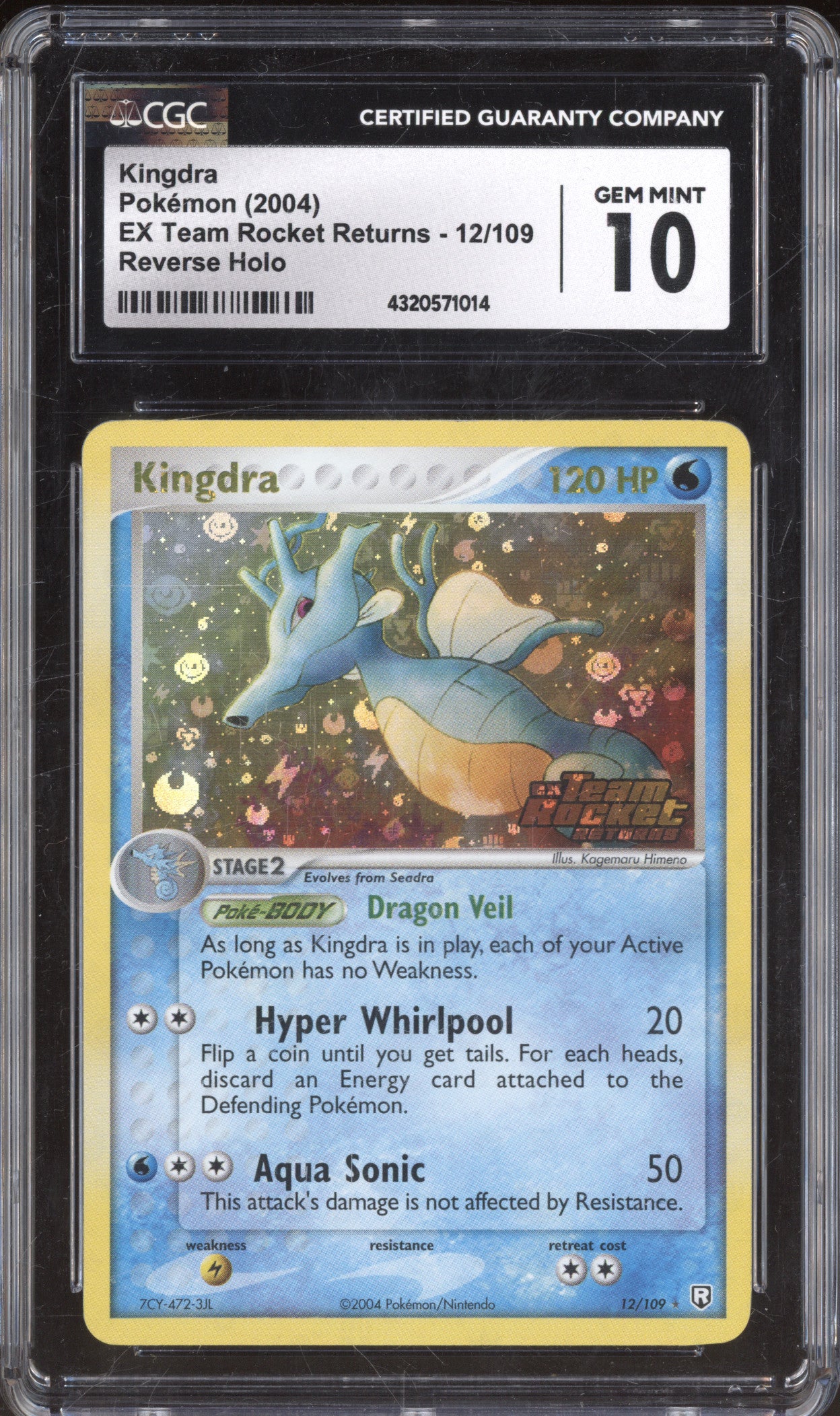 2004 Pokemon EX Team Rocket Returns 12/109 Kingdra Reverse Holo CGC 10