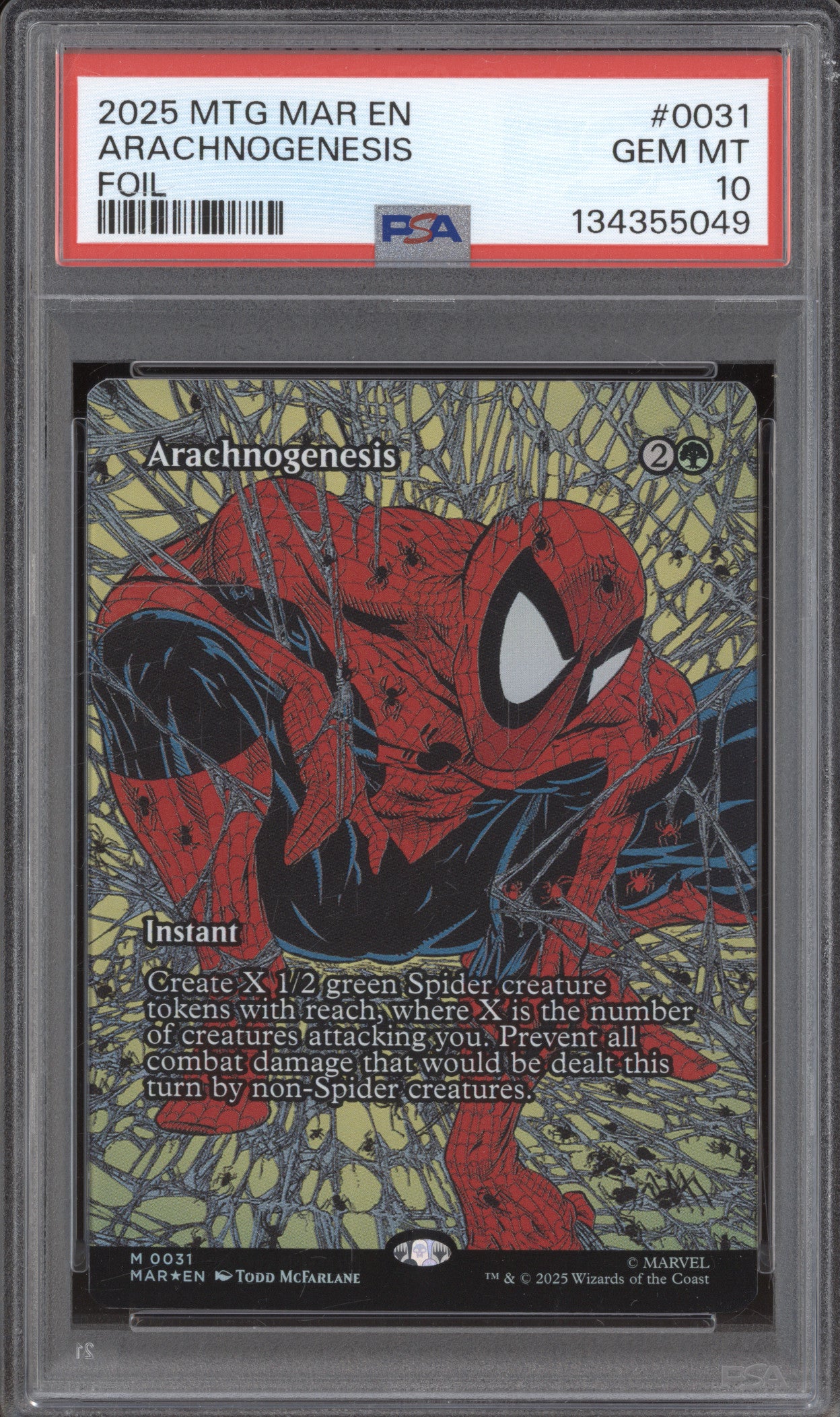 2025 MTG Marvel Spider-Man 0031 Arachnogenesis Foil PSA 10