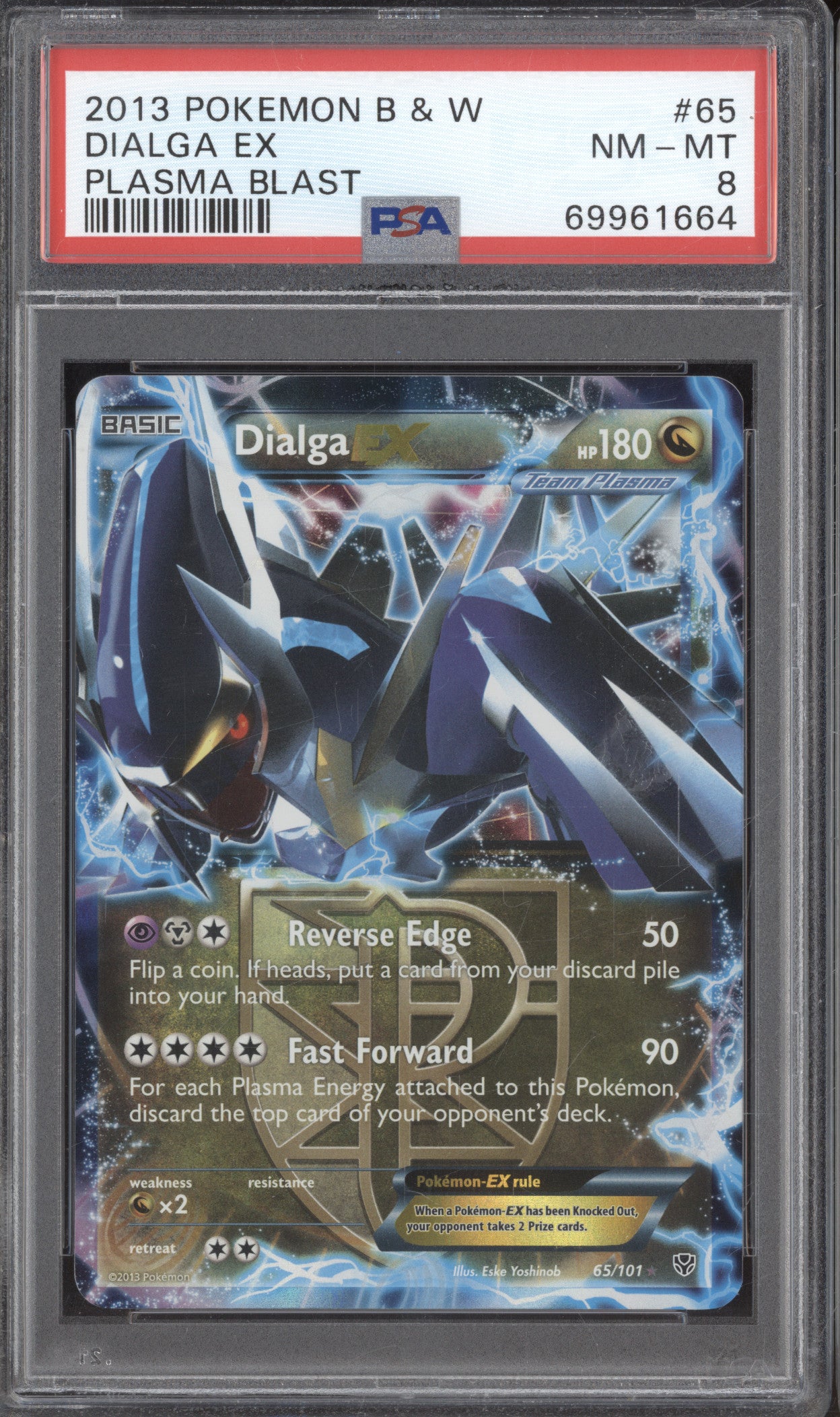 2013 Pokemon Black & White Plasma Blast 65/101 Dialga EX PSA 8