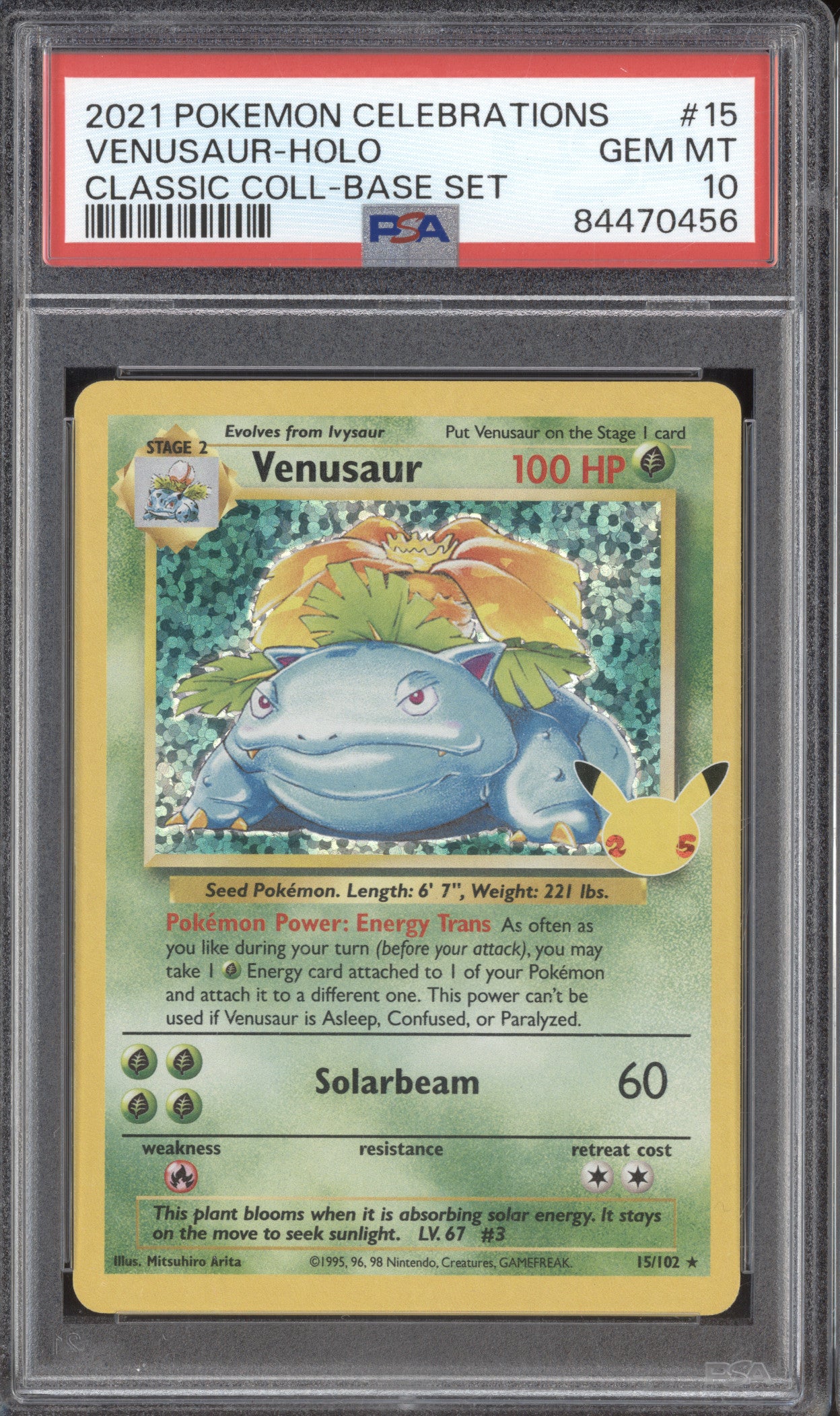 Venusaur 2021 Pokemon Celebrations 15/102 Classic Collection Holo PSA 10