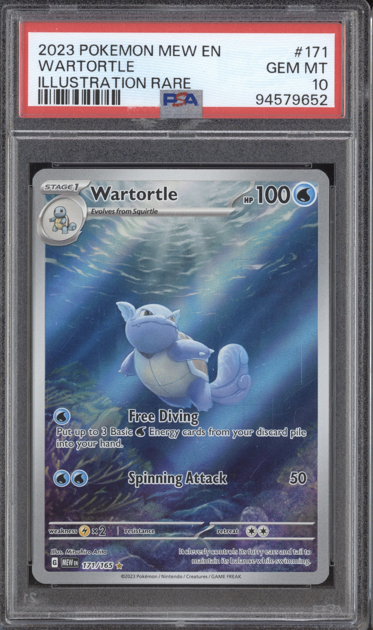 Wartortle 2023 Pokemon 151 171/165 Illustration Rare PSA 10