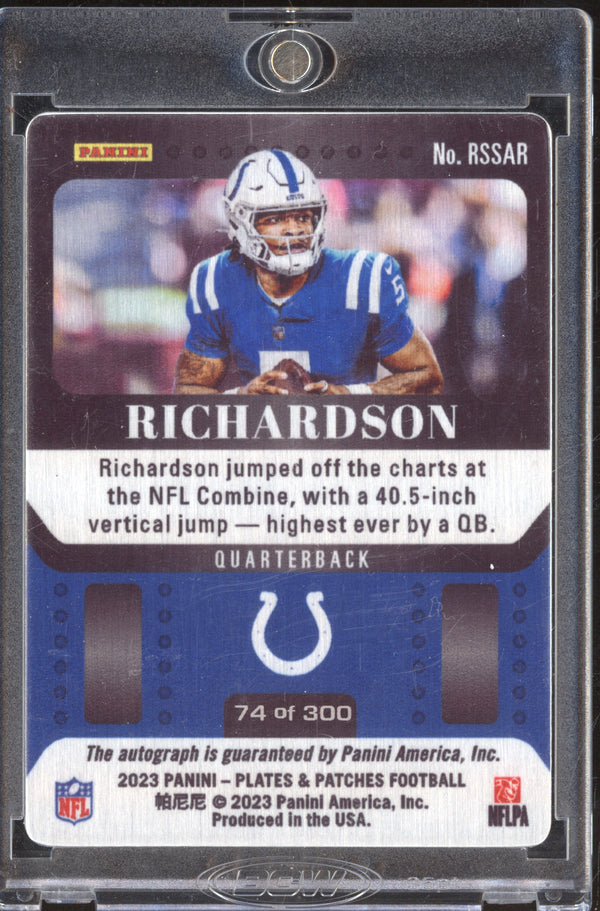 Anthony Richardson 2023 Panini Plates & Patches RSSAR Steel Signatures RC 74/300