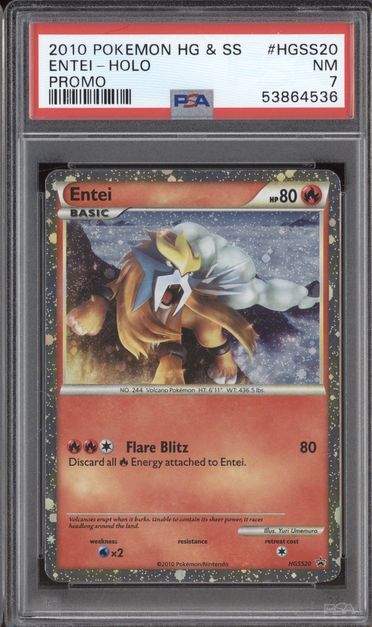 2010 Black Star Promo Heart Gold & Soul Silver Promo HGSS20 Entei Holo PSA 7