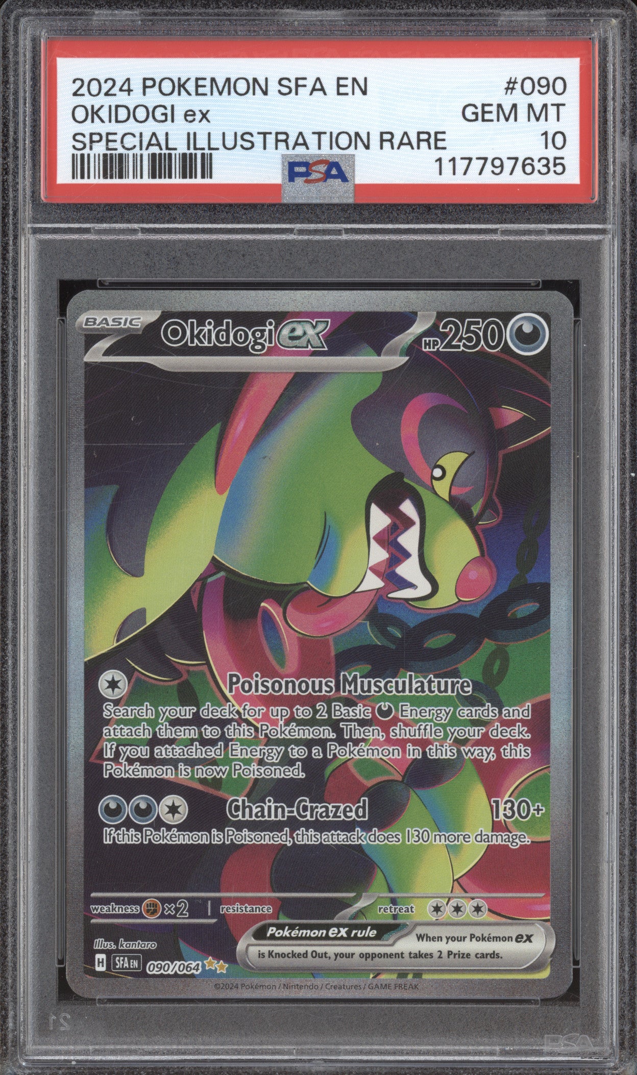 Okidogi ex 2024 Pokemon Shrouded Fable 090/064 Special Illustration Rare PSA 10