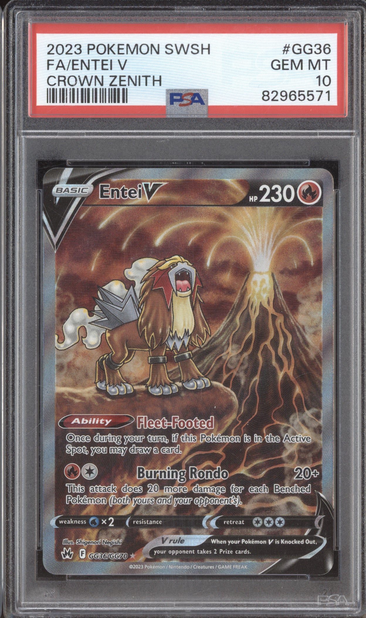 2023 Pokemon Crown Zenith GG36/GG70 Entei V Full Art PSA 10