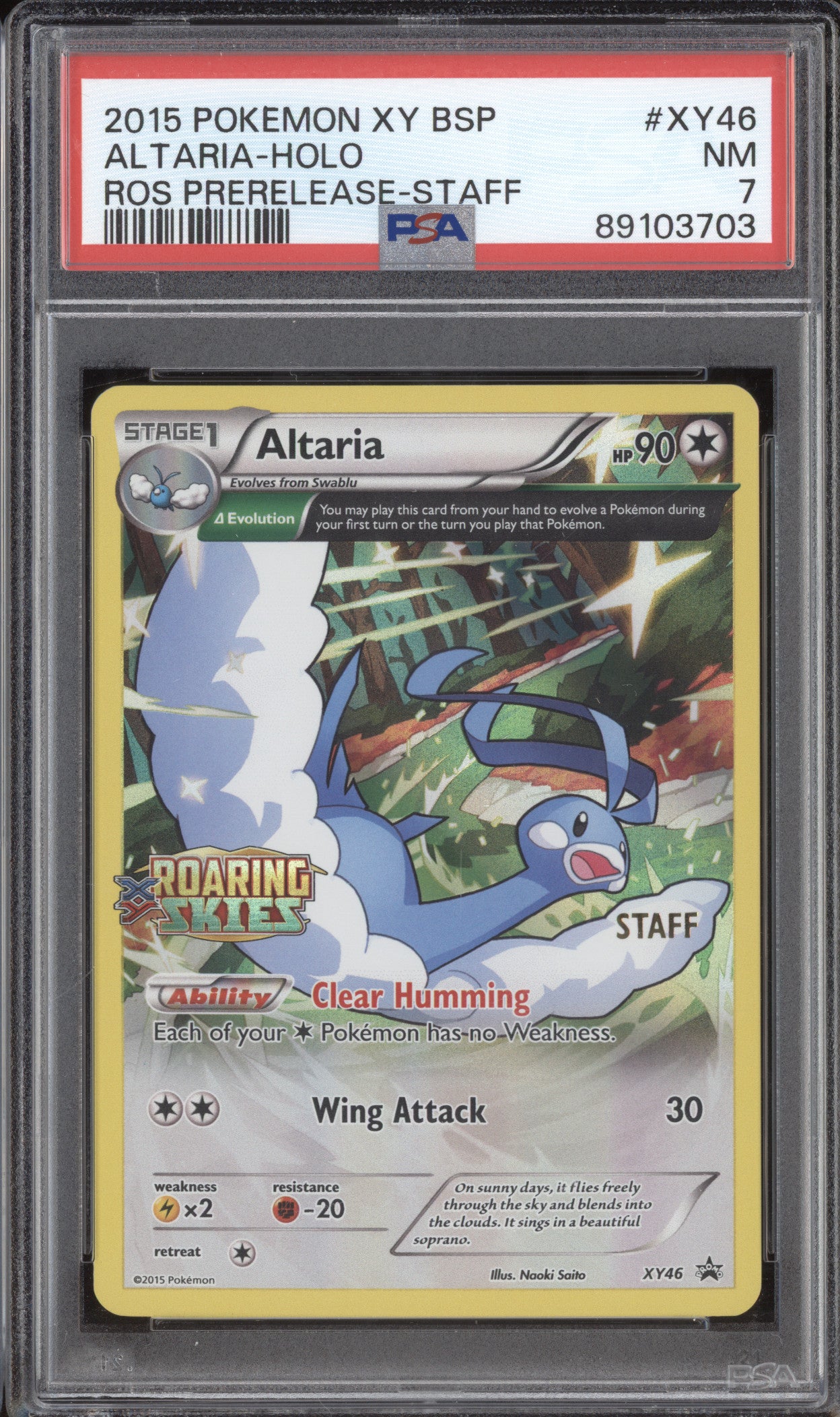 Altaria Holo 2015 Pokemon Roaring Skies XY46 Prerelease Staff Promo PSA 7