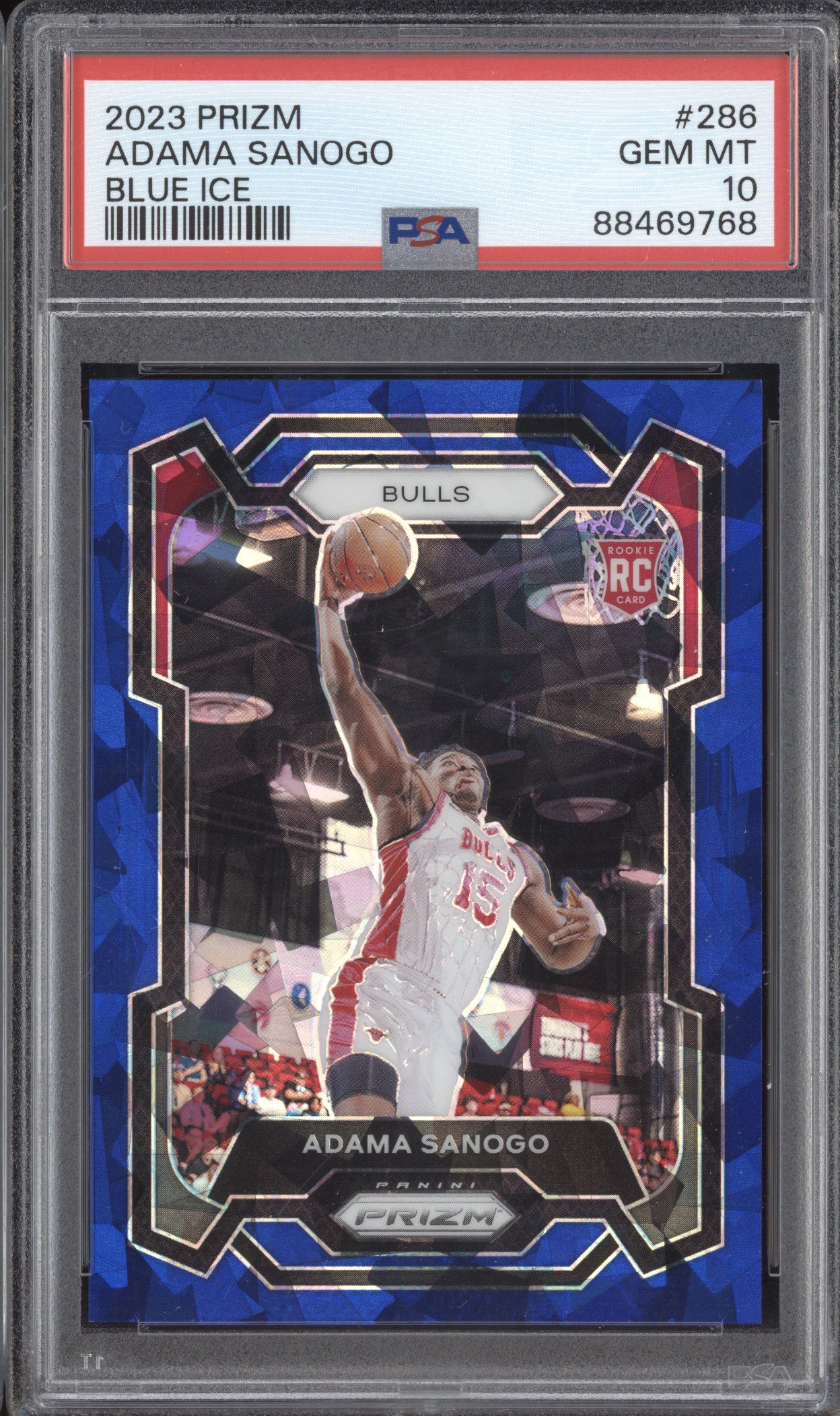 Adama Sanogo 2023-24 Panini Prizm 286 Blue Ice RC 106/125 PSA 10