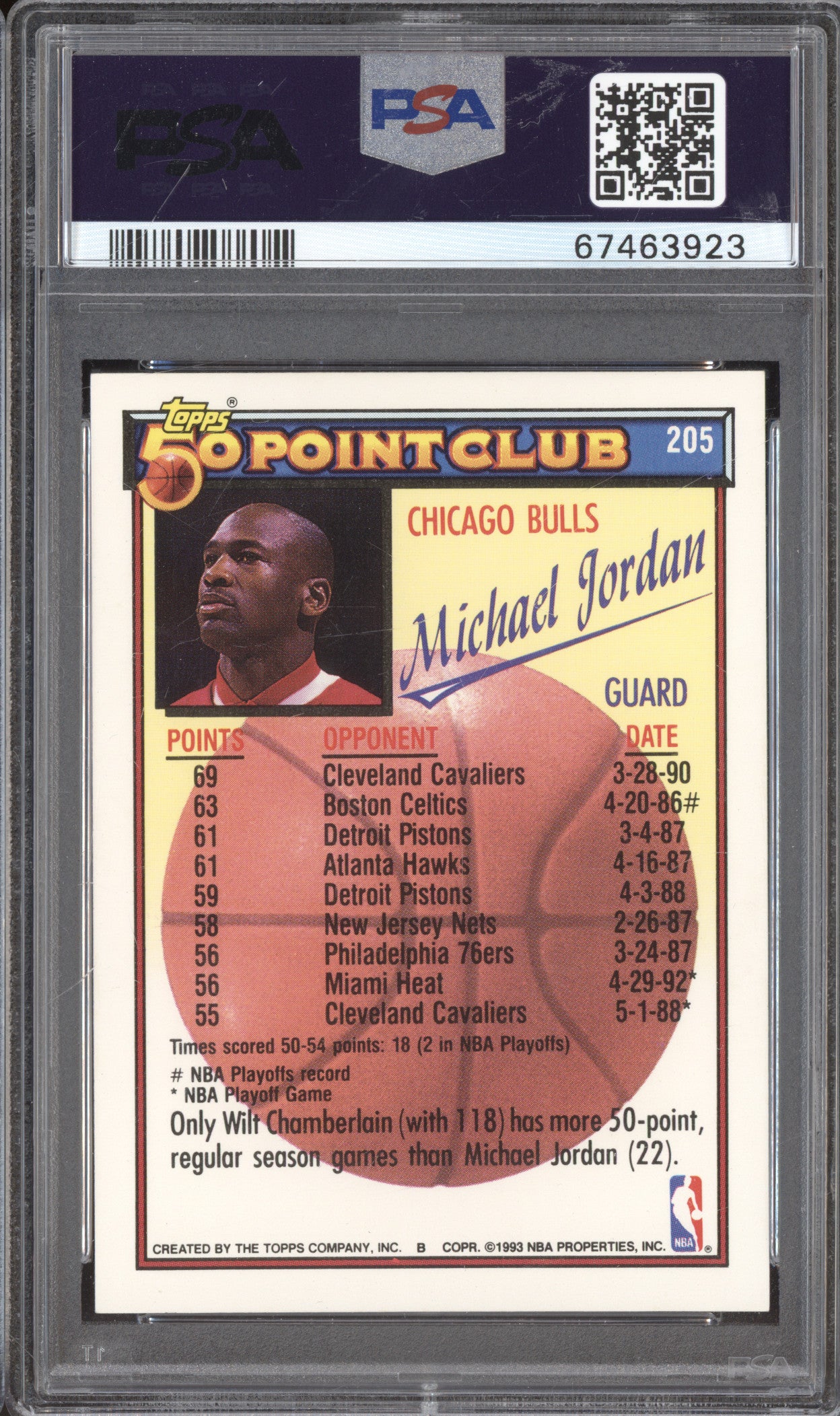 1992 Topps 205 Michael Jordan PSA 8