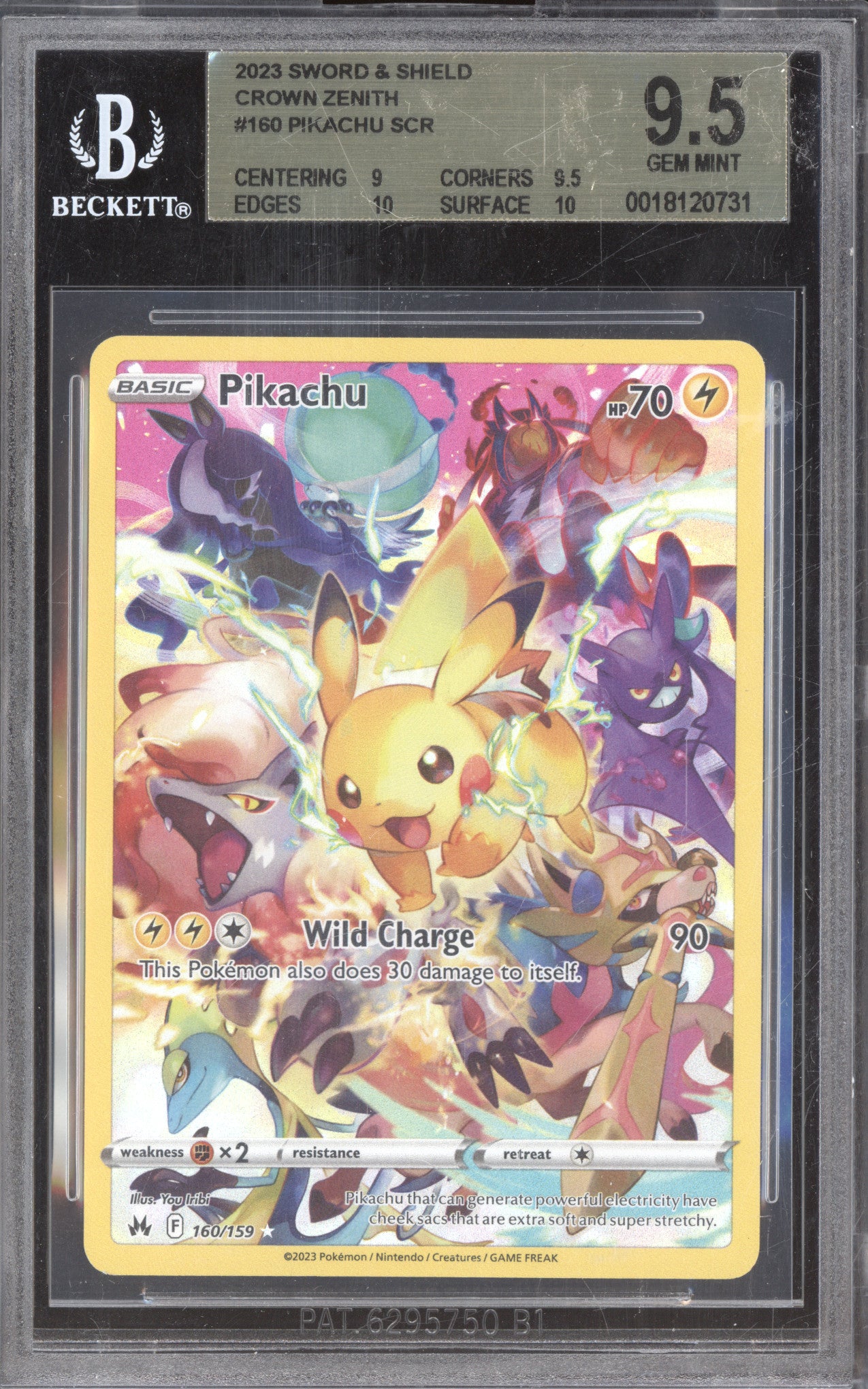 2023 Pokemon Pikachu 160/159 Crown Zenith Secret BGS 9.5