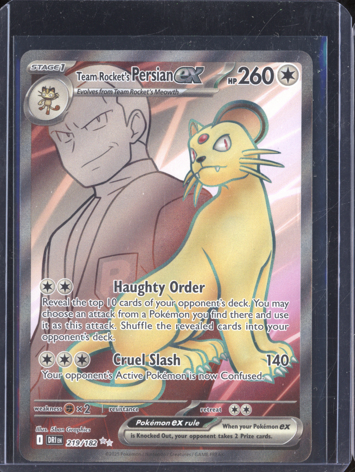 Team Rocket's Persian ex 2025 Pokemon Destined Rivals 219/182 Ultra Rare