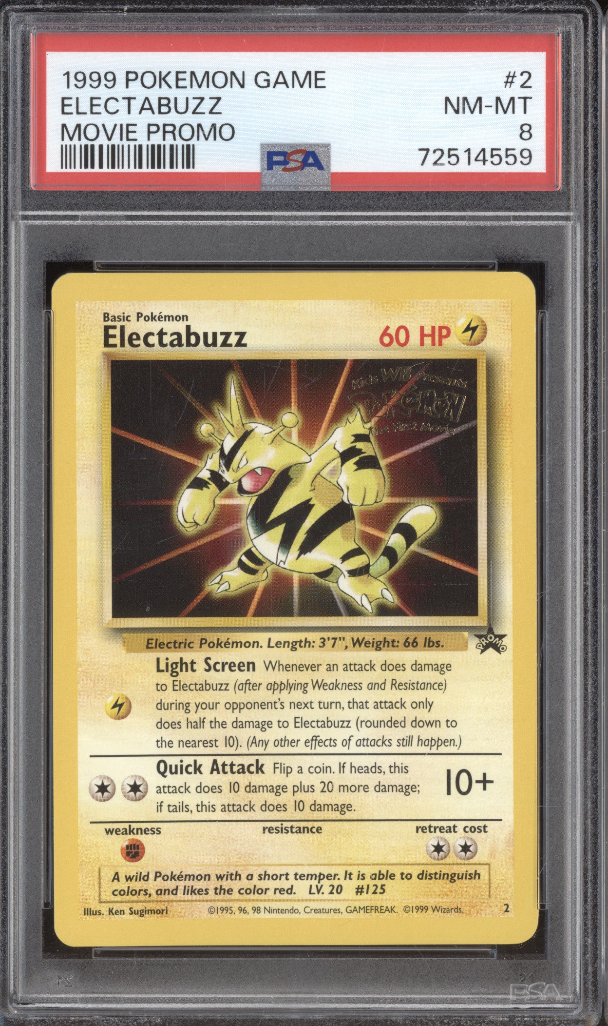 1999 Pokemon Movie Black Star Promo 2 Electabuzz PSA 8
