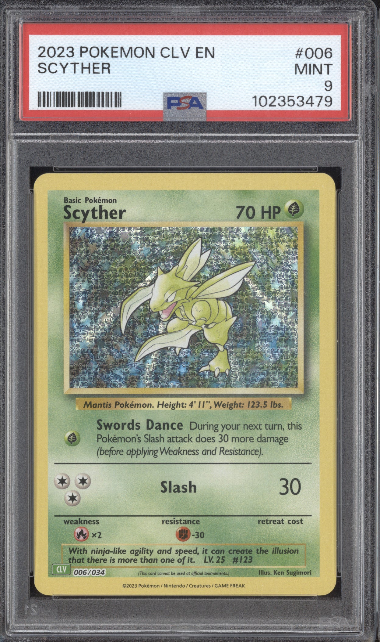 Scyther 2023 Pokemon Classic Collection 006/034 Holo PSA 9