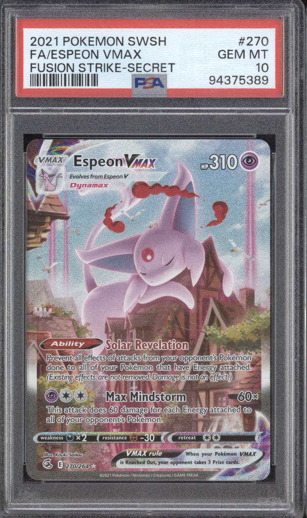 Espeon VMax 2021 Pokemon Evolving Skies 270/264 Secret Rare PSA 10