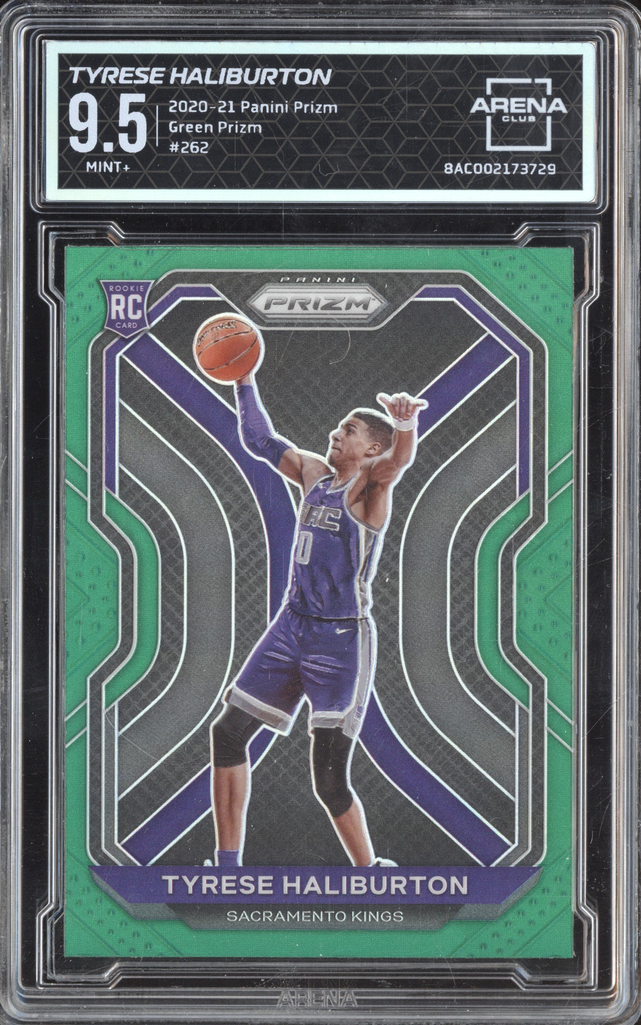 Tyrese Haliburton 2020-21 Panini Prizm 262 Green RC Arena Club 9.5