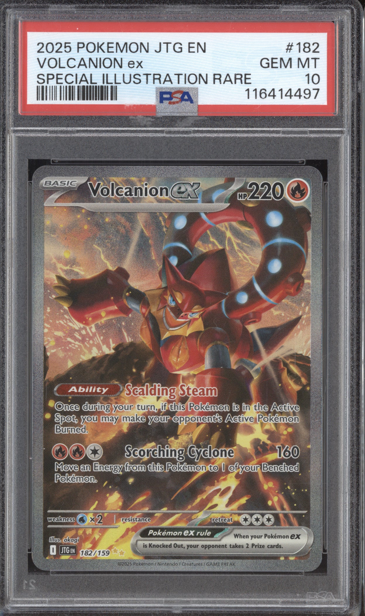 Volcanion ex 2025 Pokemon Journey Together 182 Special Illustration Rare PSA 10