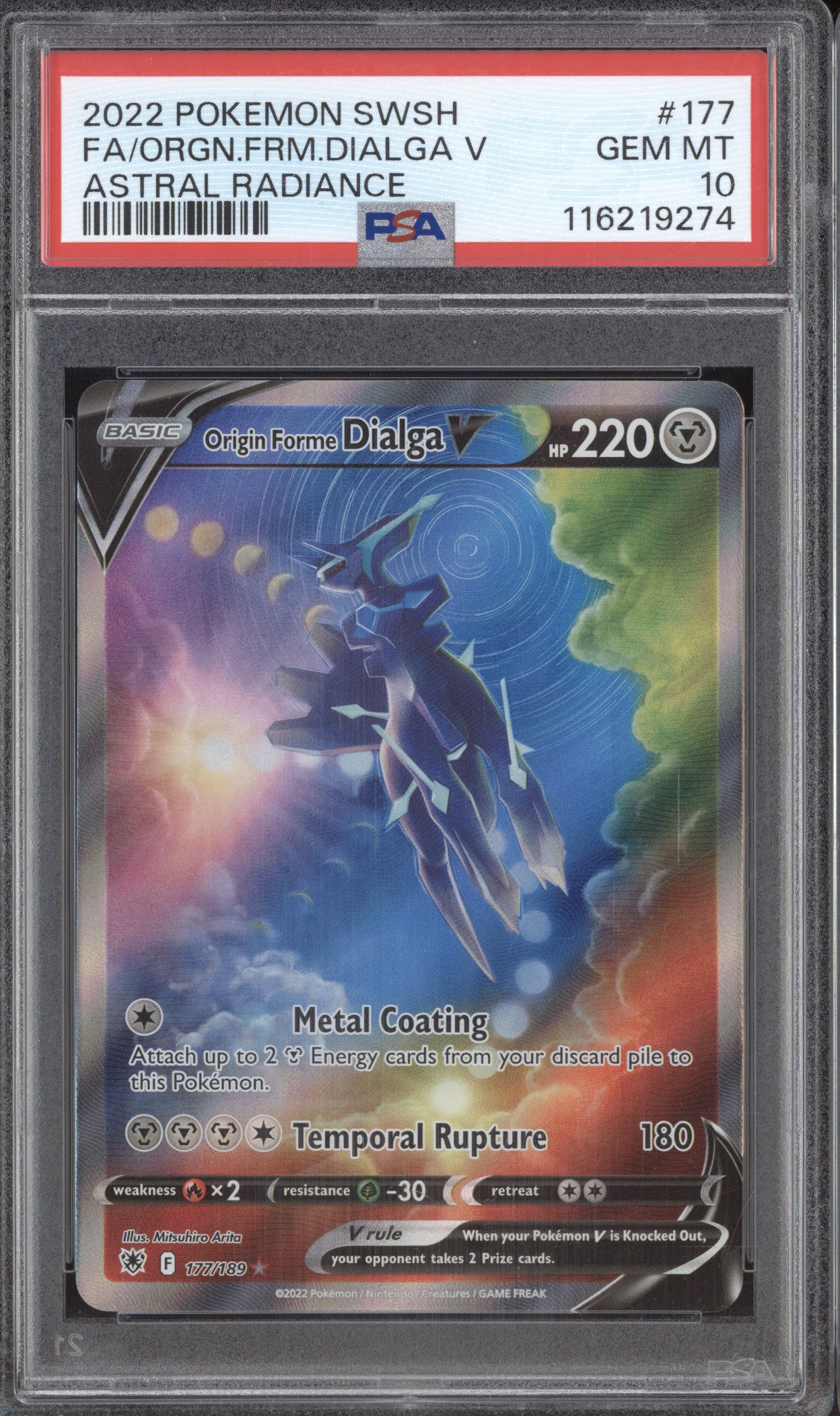 Origins Forme Dialga V 2022 Pokemon Astral Radiance 177/189 Alternate Art PSA 10