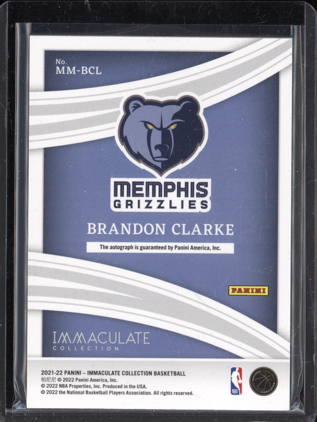 Brandon Clarke 2021-22 Panini Immaculate MM-BCL Modern Marks Auto 73/99