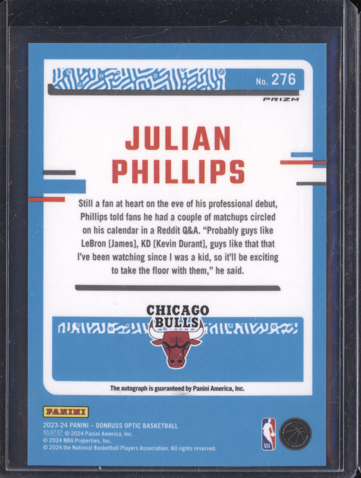 Julian Phillips 2023-24 Panini Donruss Optic 276 Rated Rookie Auto Silver RC